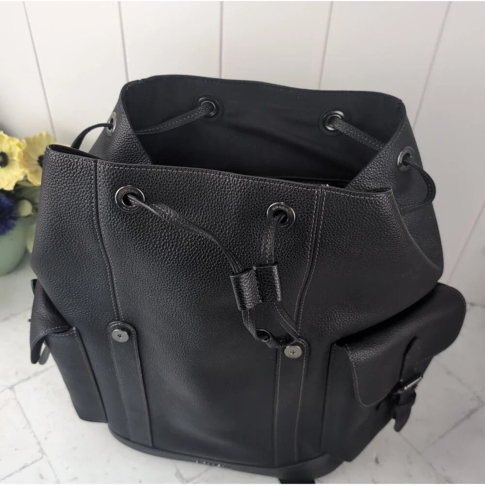 COACH Hudson Backpack Black Pebble Leather CB837560 - Excellent